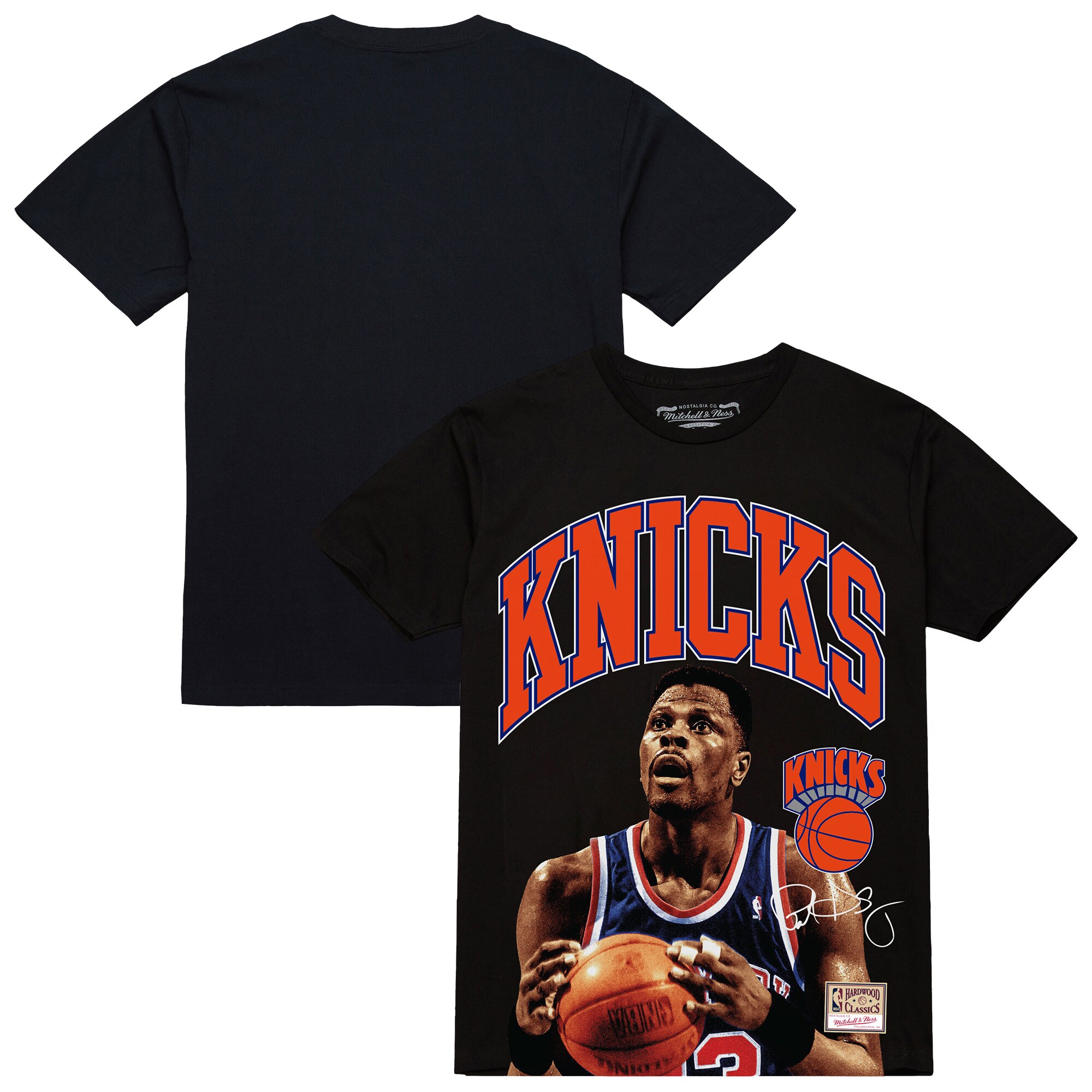 【公式グッズ】NBA ニックス パトリック・ユーイング Tシャツ Mitchell & Ness/ミッチェル＆ネス メンズ ブラック (M&N Player Arch Tee)
