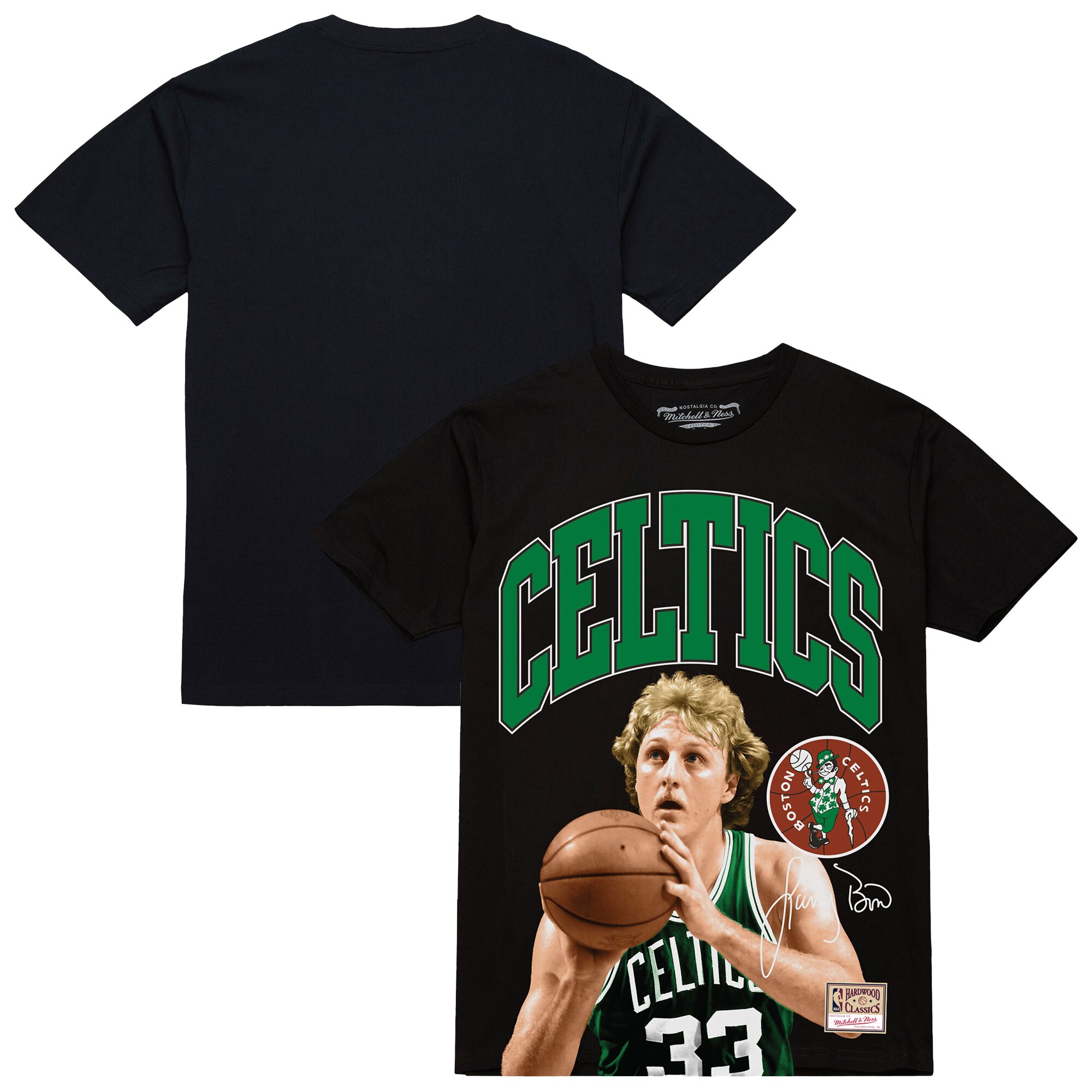 【公式グッズ】NBA セルティックス ラリー・バード Tシャツ Mitchell & Ness/ミッチェル＆ネス メンズ ブラック (M&N Player Arch Tee)