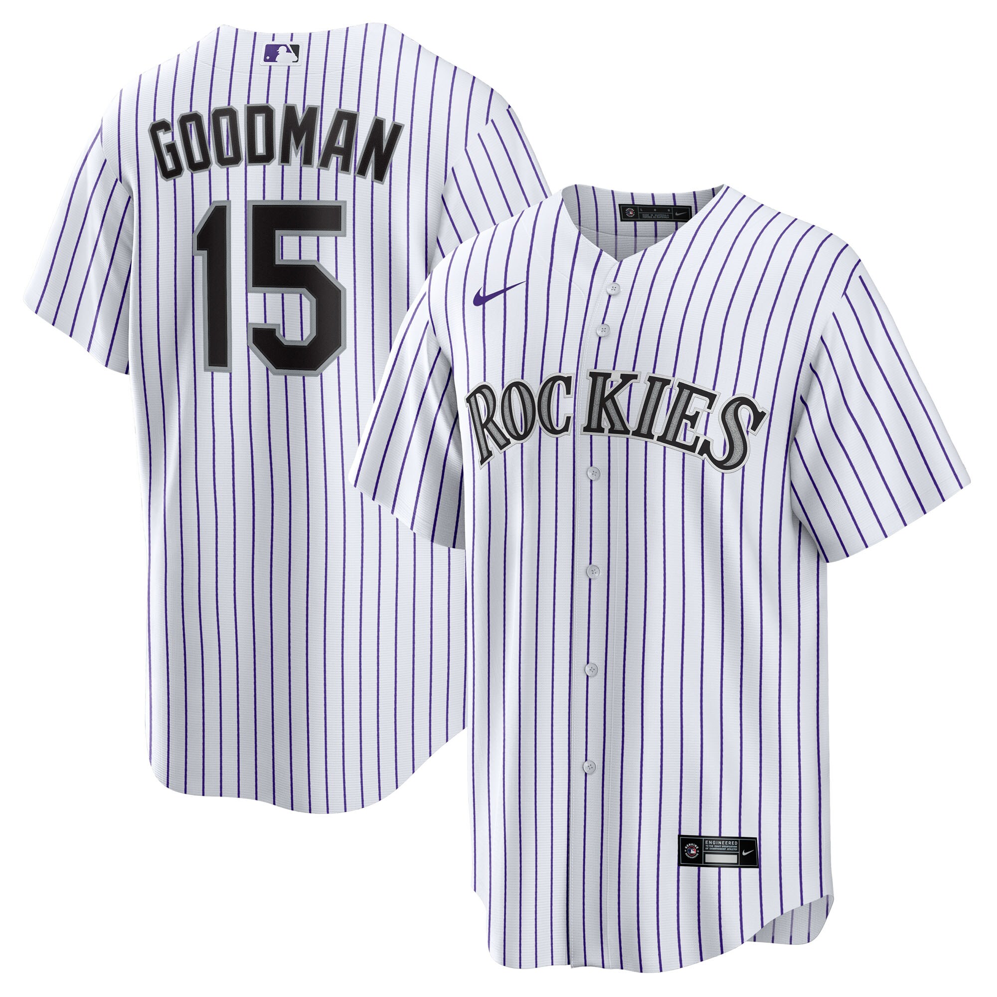 【公式グッズ】MLB ロッキーズ ハンター・グッドマン ホーム ユニフォーム （レプリカ） Nike/ナイキ キッズサイズ ホワイト (2025 Nike Youth Replica 2.0 Player Jerseys - FTF NTP Master Style)