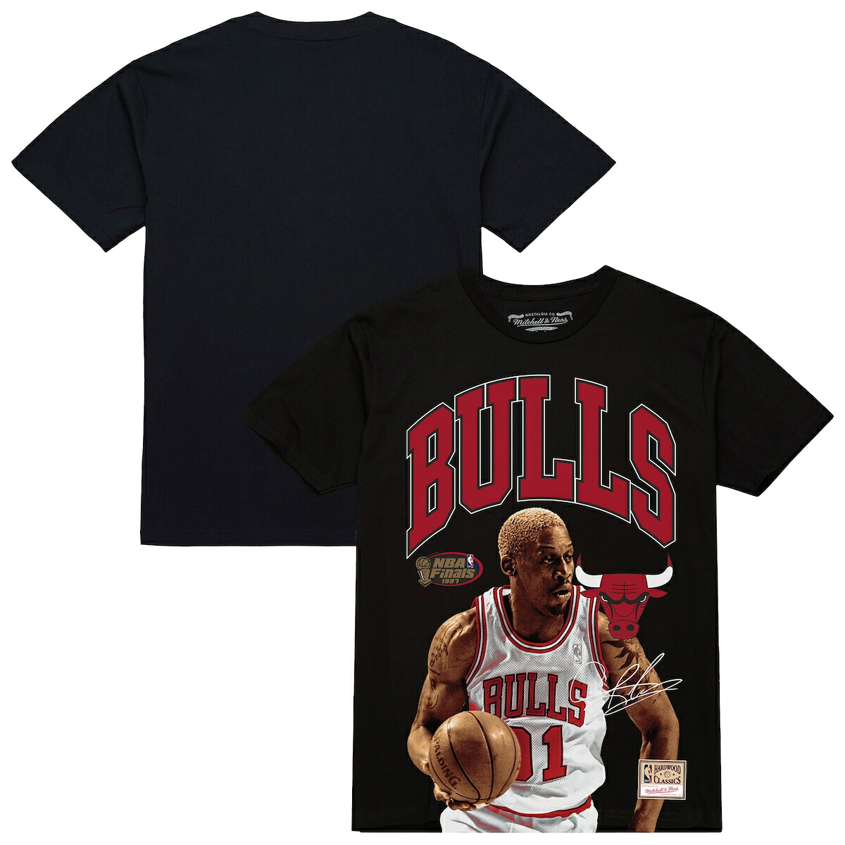 【公式グッズ】NBA ブルズ デニス・ロッドマン Tシャツ Mitchell & Ness/ミッチェル＆ネス メンズ ブラック (M&N Player Arch Tee)