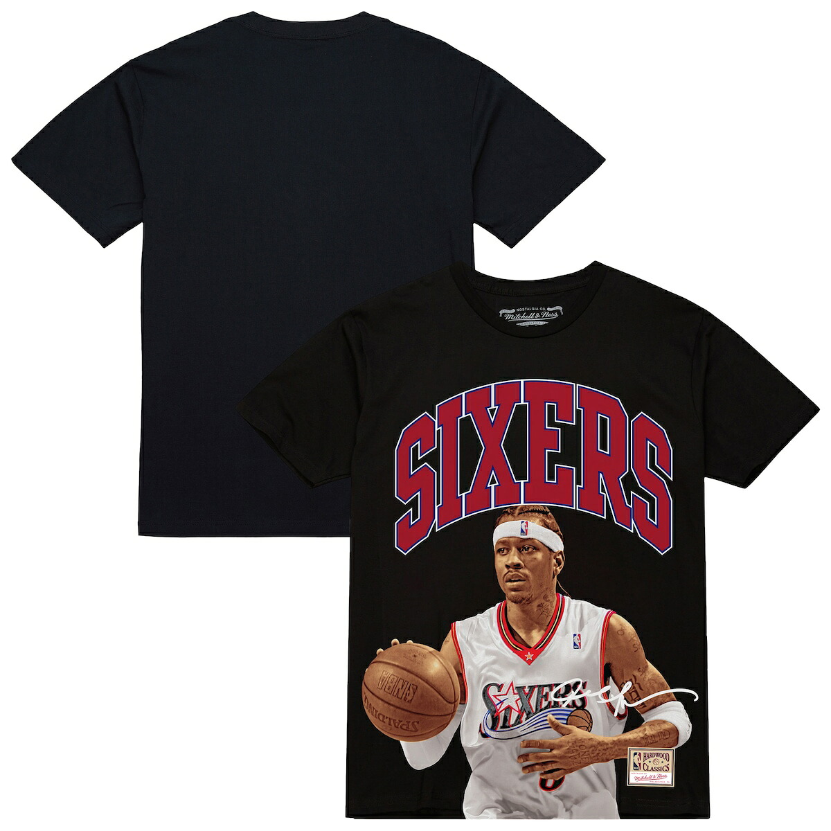 【公式グッズ】NBA 76ers アレン・アイバーソン Tシャツ Mitchell & Ness/ミッチェル＆ネス メンズ ブラック (M&N Player Arch Tee)