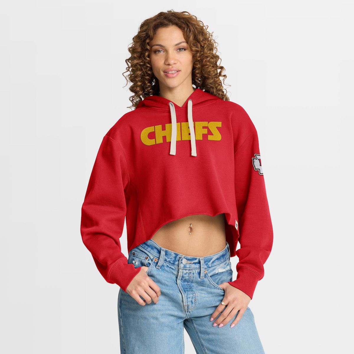【公式グッズ】NFL チーフス プルオーバー パーカー Fanatics/ファナティクス レディース レッド (NFL Womens Hometown Heritage Cropped Hoodie)｜Fanatics公式ストア 店