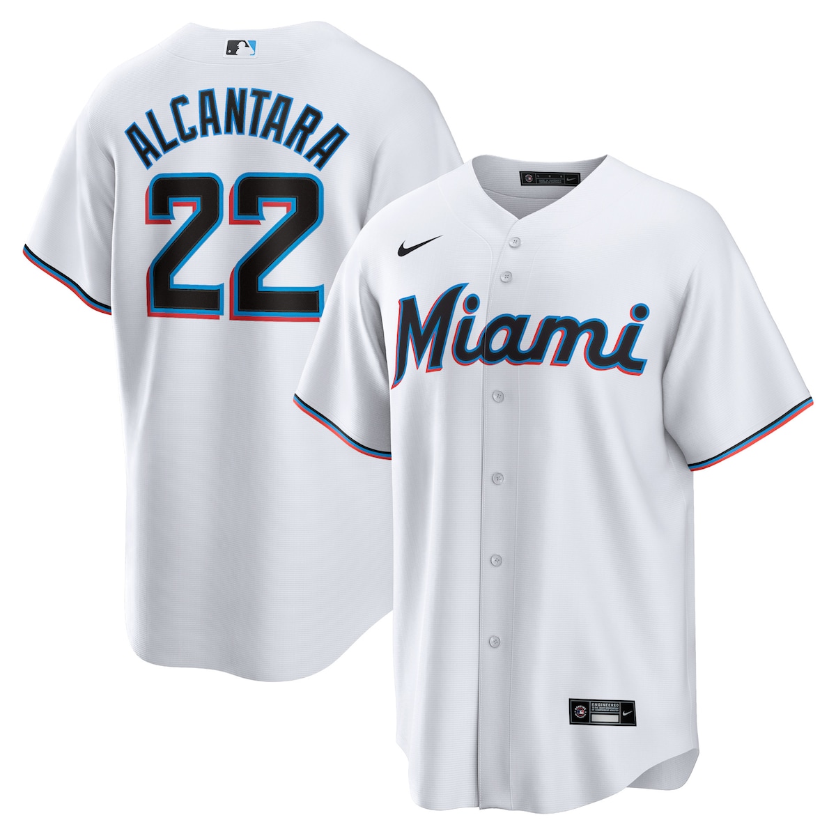【公式グッズ】MLB マーリンズ サンディ・アルカンタラ ホーム ユニフォーム （レプリカ） Nike/ナイキ キッズサイズ ホワイト (2025 Nike Youth Replica 2.0 Player Jerseys - FTF NTP Master Style)