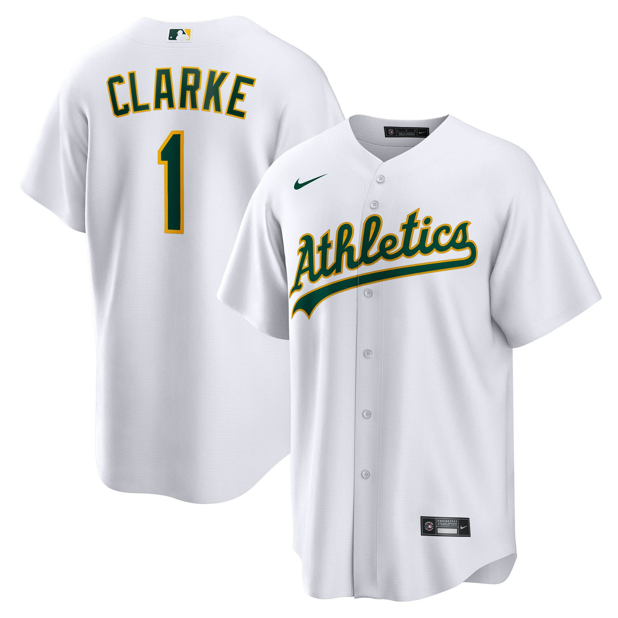 【公式グッズ】MLB アスレチックス デンゼル・クラーク ホーム ユニフォーム （レプリカ） Nike/ナイキ メンズ ホワイト (Men's Nike 1.0 Replica Player Jersey)