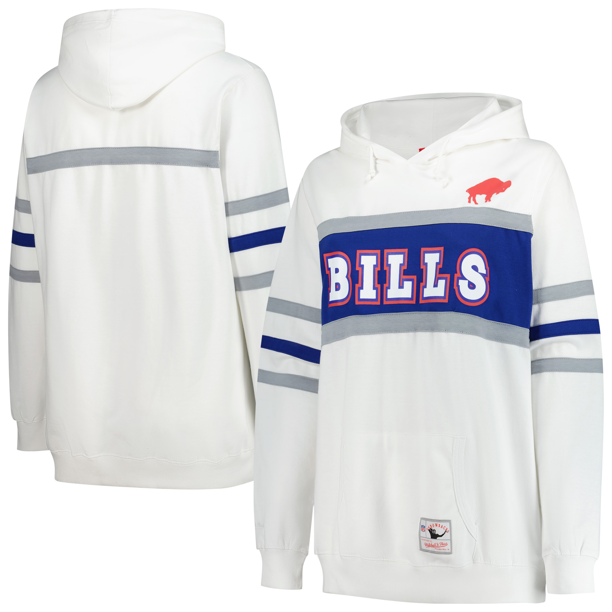 【公式グッズ】NFL ビルズ パーカー Mitchell & Ness/ミッチェル&ネス レディース ホワイト (NFL Womens Plus Head Coach Hoodie)|Fanatics公式ストア 店