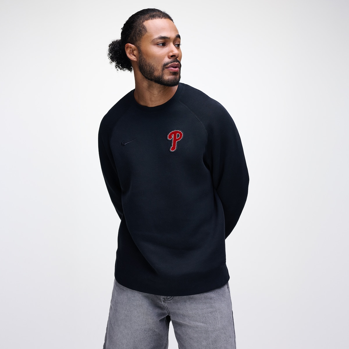 【公式グッズ】MLB フィリーズ フリース トレーナー Nike/ナイキ メンズ ブラック (Men's Nike Tech Fleece Crew)