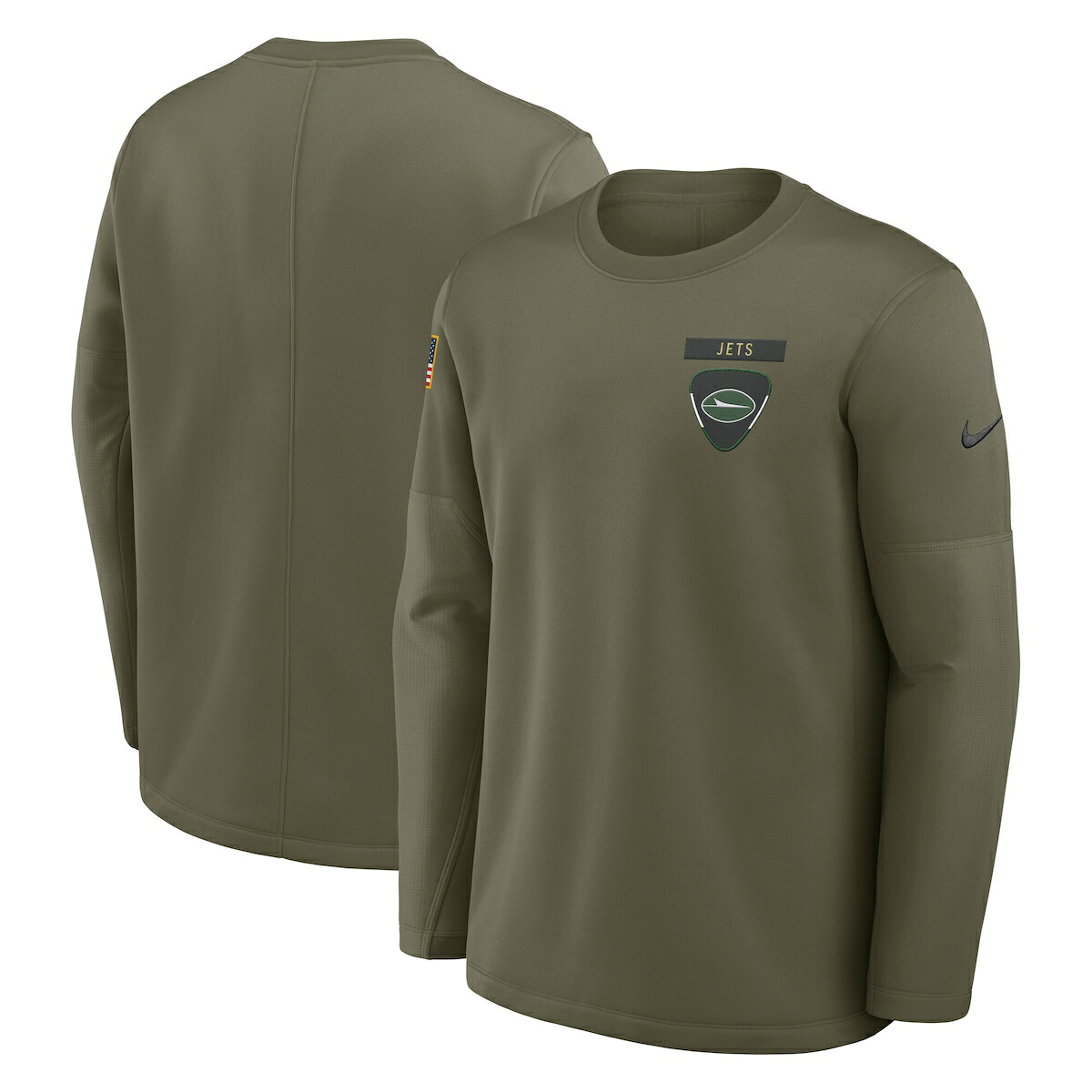 【公式グッズ】NFL ジェッツ 長袖 Tシャツ Nike/ナイキ メンズ オリーブ (25 Men's Nike Salute to Service Triumphant Win LS Coaches Crew)|Fanatics公式ストア 店