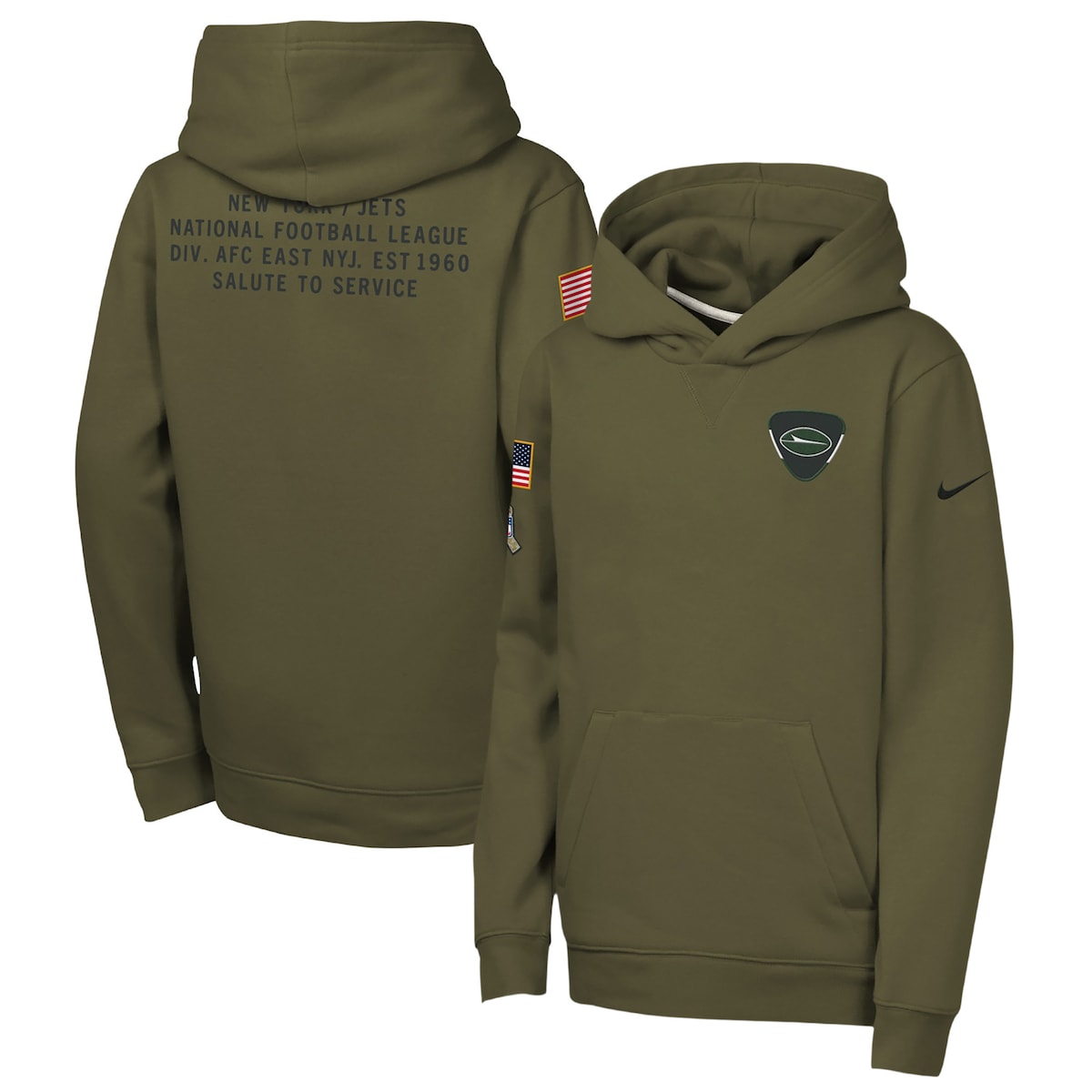 【公式グッズ】NFL ジェッツ フリース パーカー Nike/ナイキ キッズサイズ オリーブ (25 Youth Nike Salute to Service Club Fleece POH)