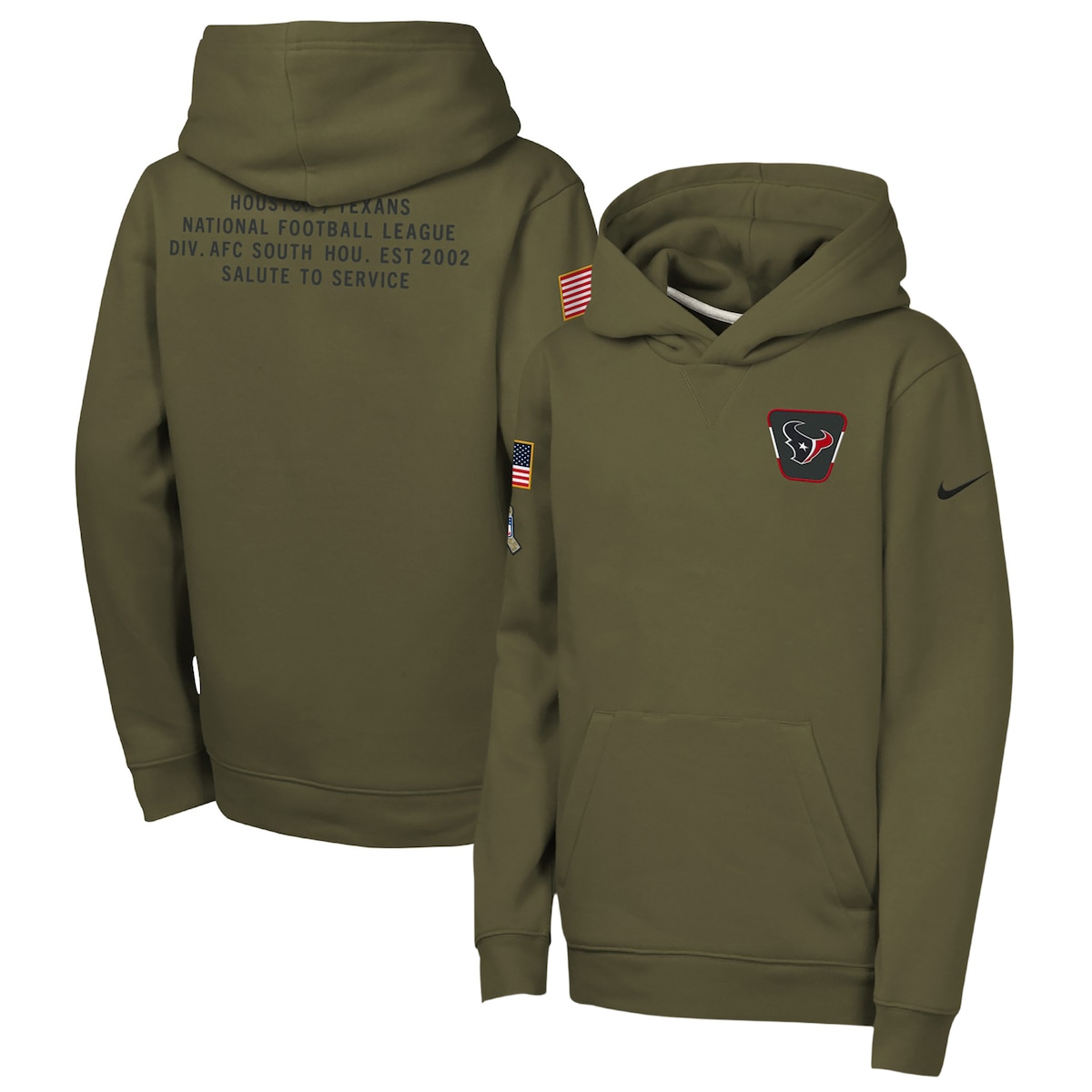 【公式グッズ】NFL テキサンズ フリース パーカー Nike/ナイキ キッズサイズ オリーブ (25 Youth Nike Salute to Service Club Fleece POH)