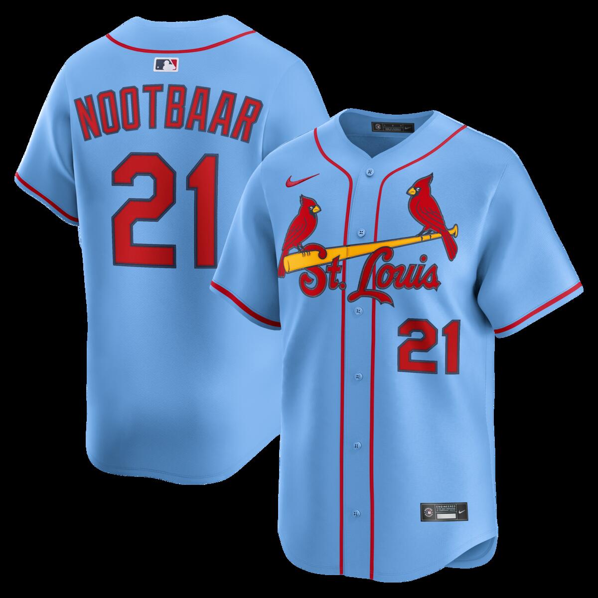 【公式グッズ】MLB カージナルス ラーズ・ヌートバー オルタネイト リミテッド ユニフォーム Nike/ナイキ メンズ ライトブルー (2025 Nike Men's Ltd Players Jerseys - FTF NTP Master Style)