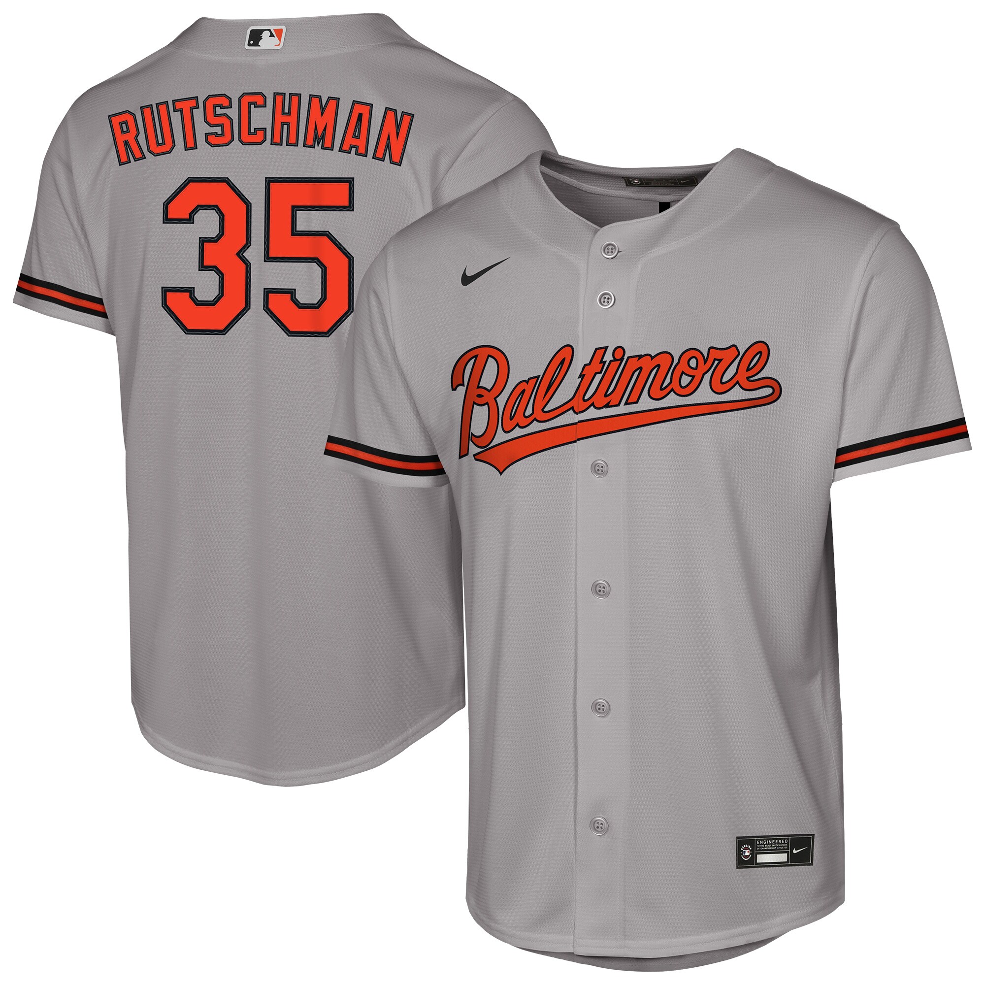 【公式グッズ】MLB オリオールズ アドリー・ルッチマン ロード レプリカ ユニフォーム Nike/ナイキ キッズサイズ グレイ (Youth 8-20 Replica 2.0 - Player)