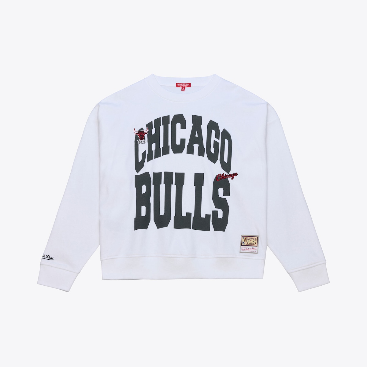【公式グッズ】NBA ブルズ トレーナー Mitchell & Ness/ミッチェル＆ネス レディース ホワイト (NBA MNC Women's Lightweight Block Letter Crewneck Sweatshirt)