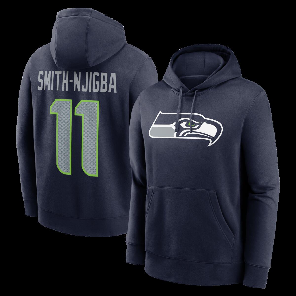 【公式グッズ】NFL シーホークス ジャクソン・スミス＝ニジバ ネーム&ナンバー フリース パーカー Nike/ナイキ メンズ ネイビー (25 Men's Nike Player N&N Fleece Hood)