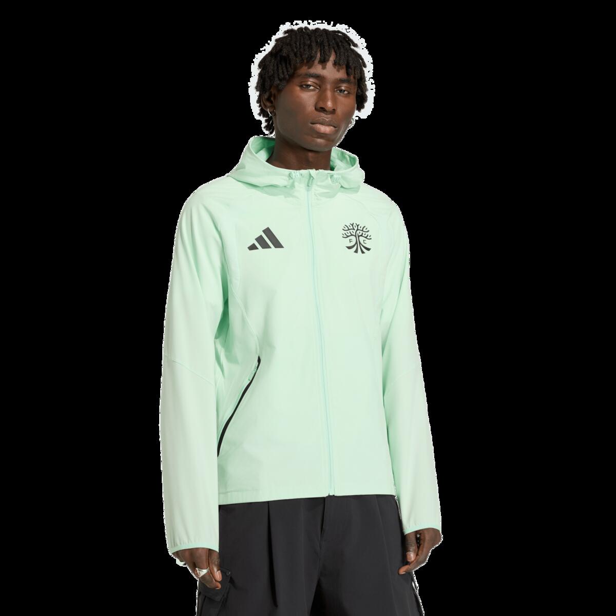 【公式グッズ】MLS オースティンFC ジャケット Adidas/アディダス メンズ グリーン (ADI Men's S26 Tiro Full Zip Travel Hooded Windbreaker)