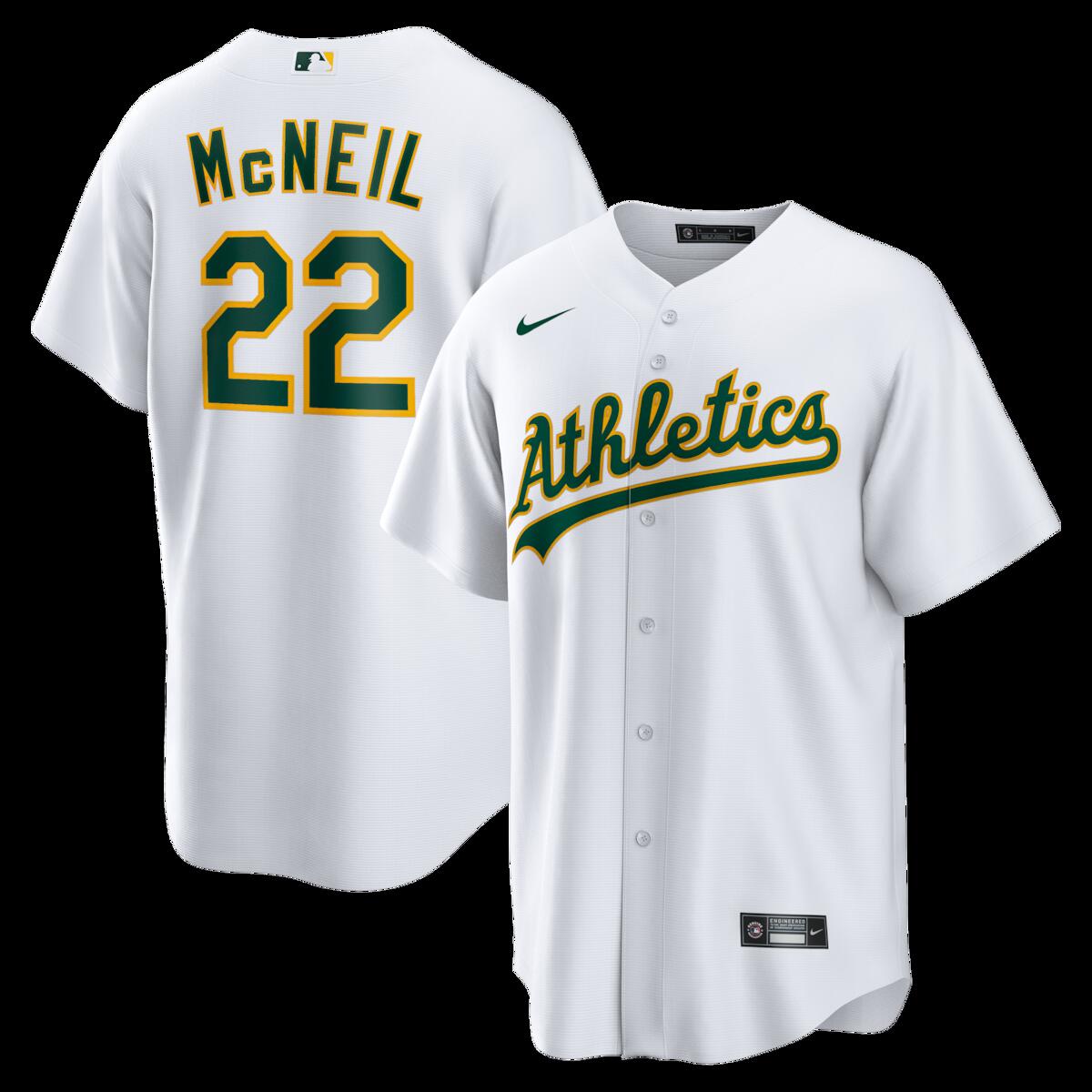 【公式グッズ】MLB アスレチックス ジェフ・マクニール ホーム ユニフォーム (レプリカ) Nike/ナイキ メンズ ホワイト (Men's Nike 1.0 Replica Player Jersey)|Fanatics公式ストア 店