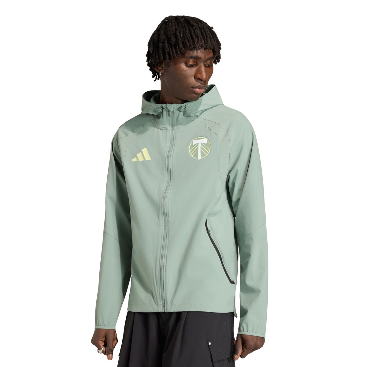 【公式グッズ】MLS ティンバーズ ジャケット Adidas/アディダス メンズ (ADI Men's S26 Tiro Full Zip Travel Hooded Windbreaker)