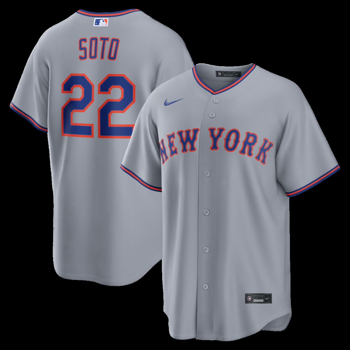 【公式グッズ】MLB メッツ ファン・ソト ロード ユニフォーム （レプリカ） Nike/ナイキ メンズ グレイ (Replica 2026 Men's LEAGUE SEASONAL Jersey - Player)