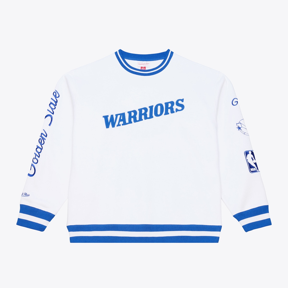 【公式グッズ】NBA ウォリアーズ フリース トレーナー Mitchell & Ness/ミッチェル＆ネス メンズ ホワイト (SP26 NBA ARCTIC WHITE FLEECE CREW)