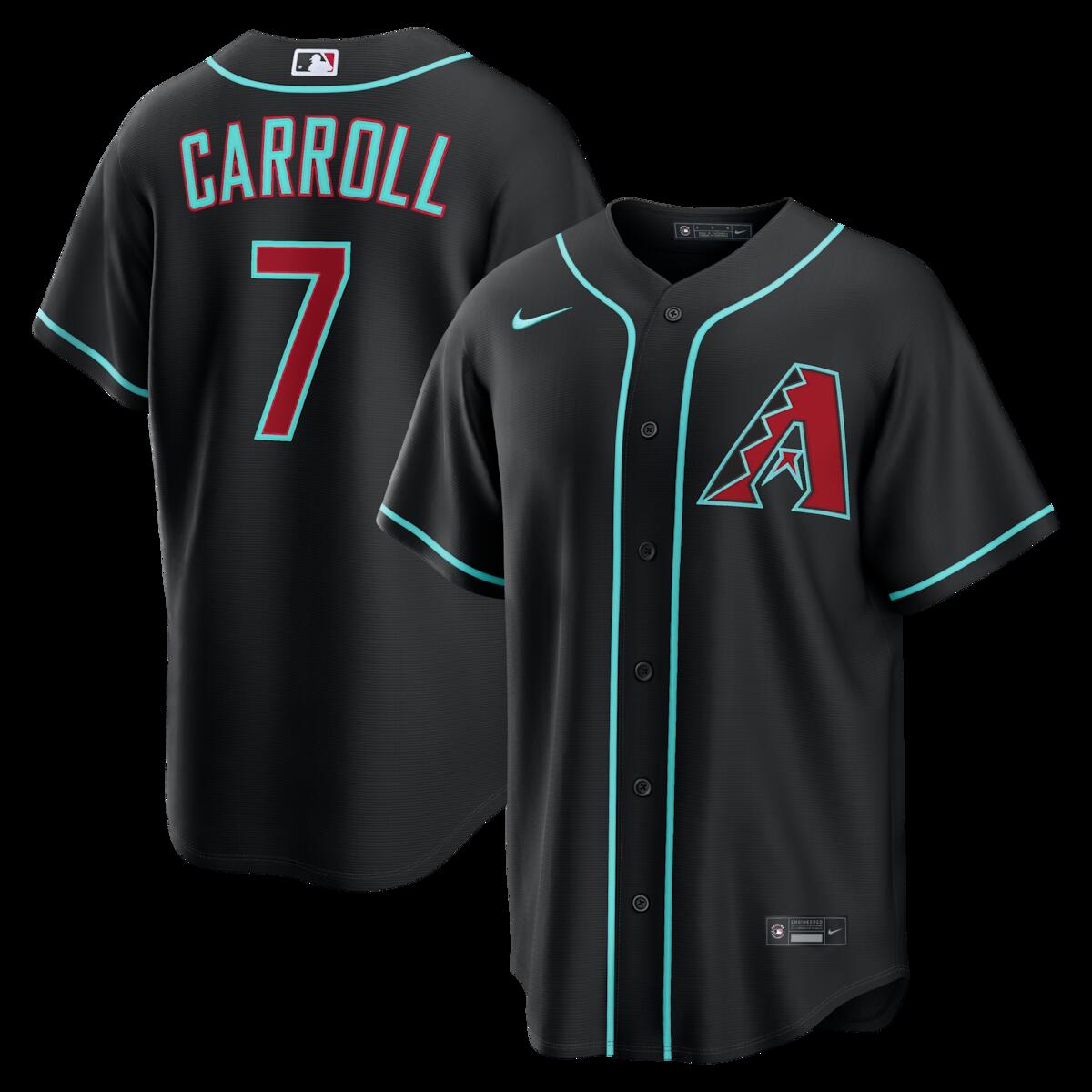 【公式グッズ】MLB ダイヤモンドバックス コービン・キャロル オルタネイト ユニフォーム （レプリカ） Nike/ナイキ メンズ ブラック (Replica 2026 Men's LEAGUE SEASONAL Jersey - Player)