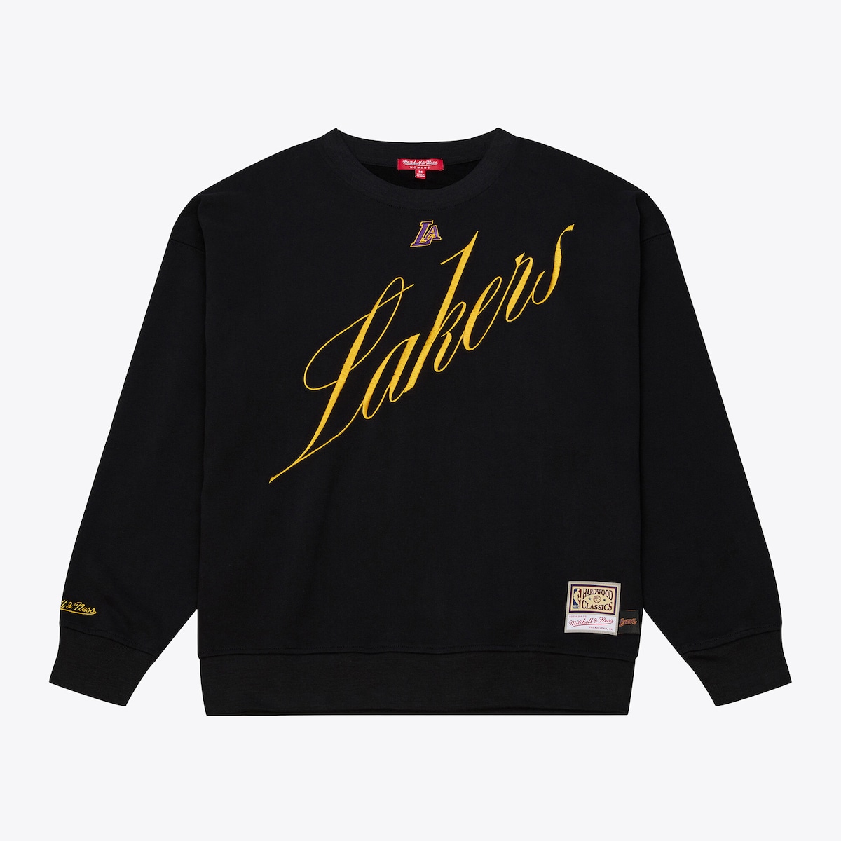 【公式グッズ】NBA レイカーズ トレーナー Mitchell & Ness/ミッチェル＆ネス レディース ブラック (SP26 NBA WOMEN'S SCRIPT LIGHTWEIGHT CREW SWEATSHIRT)