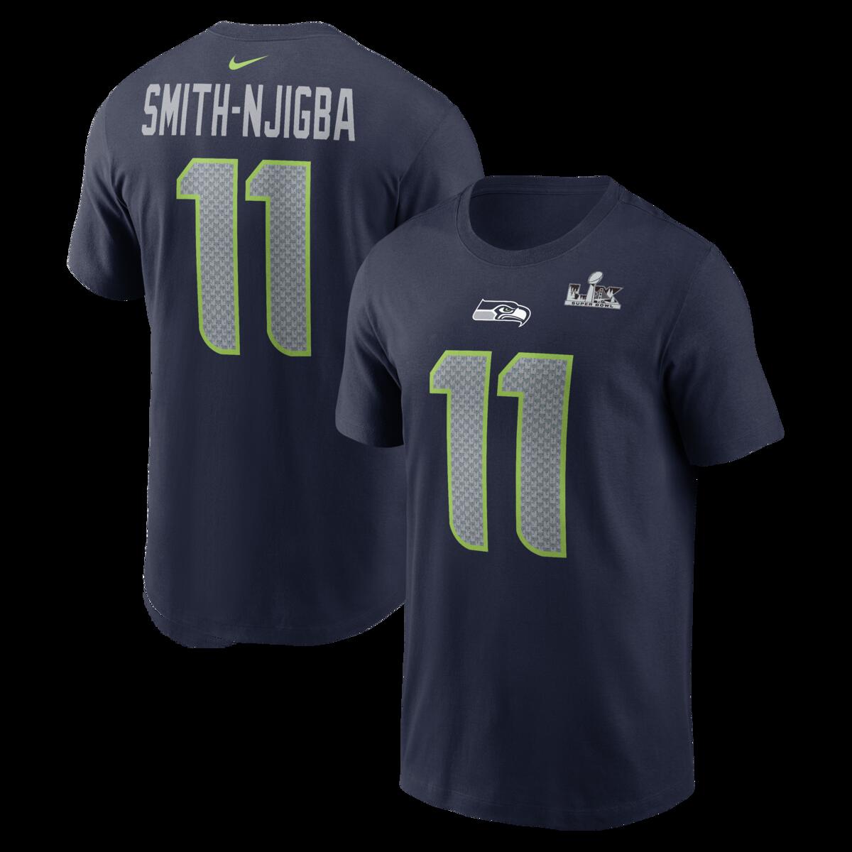 【公式グッズ】NFL 第60回スーパーボウル シーホークス ジャクソン・スミス＝ニジバ ネーム&ナンバー Tシャツ Nike/ナイキ メンズ (Men's Nike SB60 Patch N&N SST)