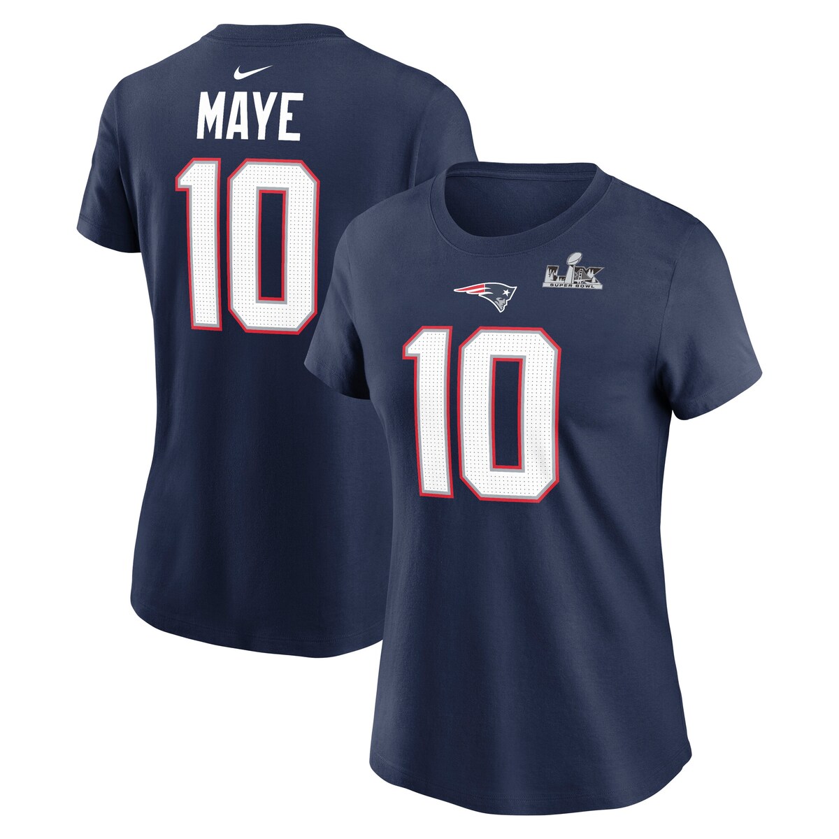 【公式グッズ】NFL 第60回スーパーボウル ペイトリオッツ ドレイク・メイ ネーム&ナンバー Tシャツ Nike/ナイキ レディース ネイビー (Women's Nike SB60 Patch N&N SST)