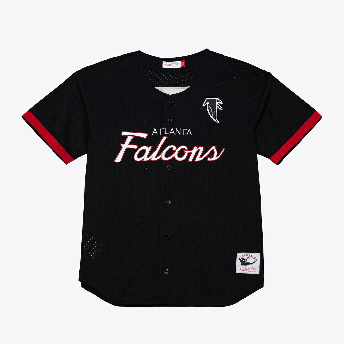【公式グッズ】NFL ファルコンズ シャツ Mitchell & Ness/ミッチェル＆ネス メンズ ブラック (MEN'S HEAD COACH MESH BUTTON FRONT BIG BK LOGO)