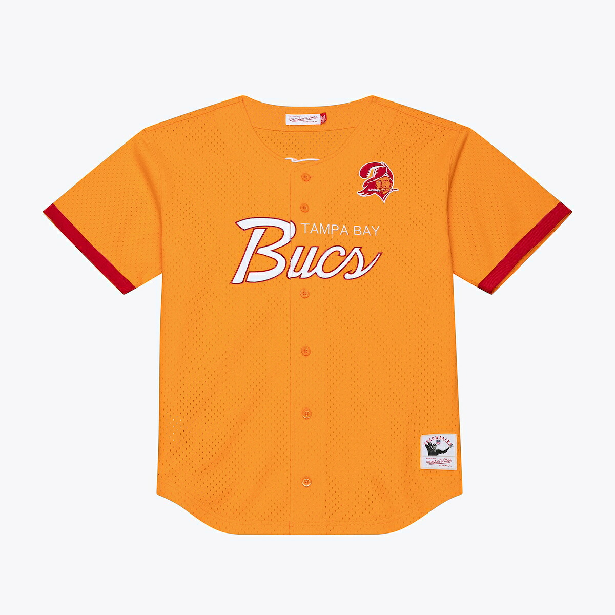 【公式グッズ】NFL バッカニアーズ シャツ Mitchell & Ness/ミッチェル＆ネス メンズ オレンジ (MEN'S HEAD COACH MESH BUTTON FRONT BIG BK LOGO) 16,807円