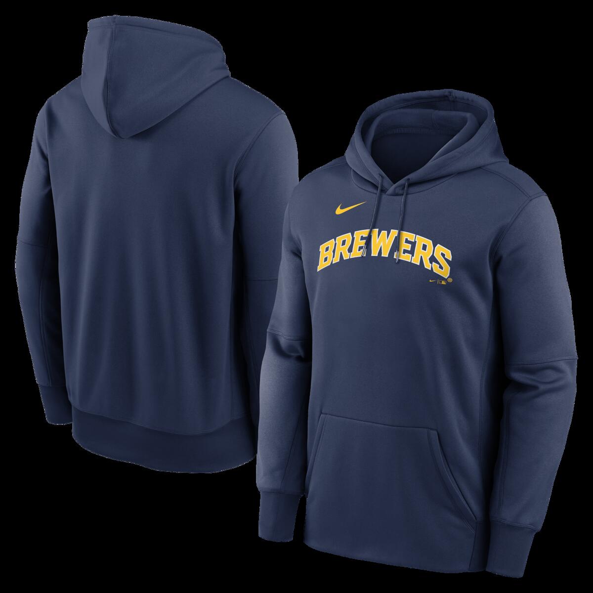 【公式グッズ】MLB ブルワーズ パーカー Nike/ナイキ メンズ ネイビー (Men's Nike MLB Primary Wordmark Therma Hood)