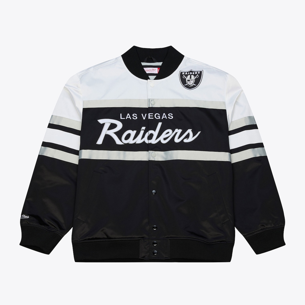 【公式グッズ】NFL レイダース ジャケット Mitchell & Ness/ミッチェル＆ネス メンズ ブラック (HEAD COACH LW SATIN JACKET)｜Fanatics公式ストア 店 25,298円