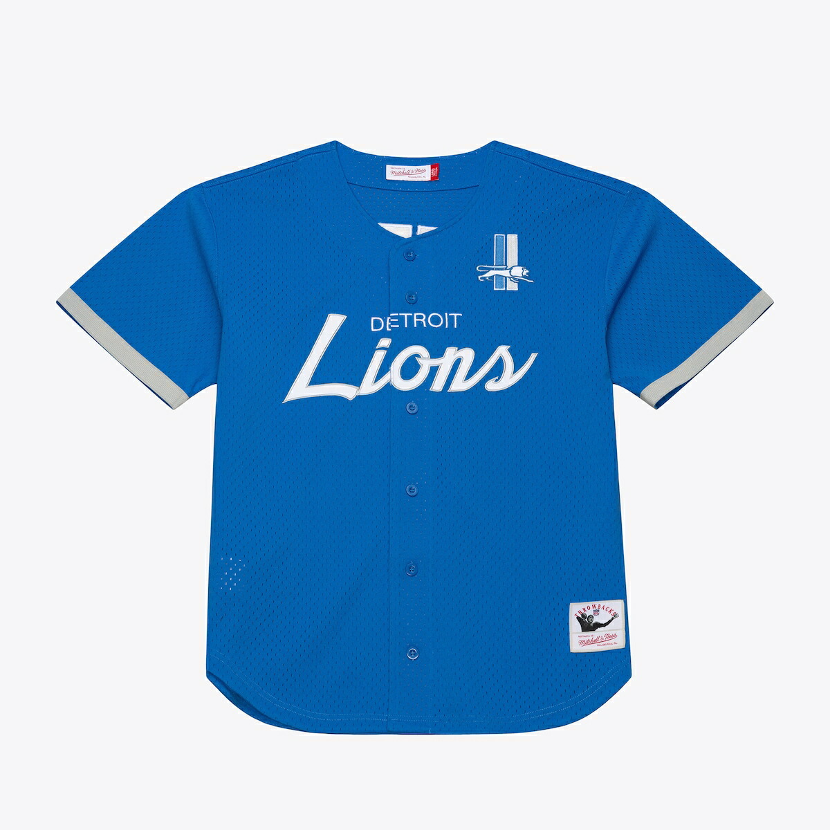 【公式グッズ】NFL ライオンズ シャツ Mitchell & Ness/ミッチェル＆ネス メンズ ブルー (MEN'S HEAD COACH MESH BUTTON FRONT BIG BK LOGO)