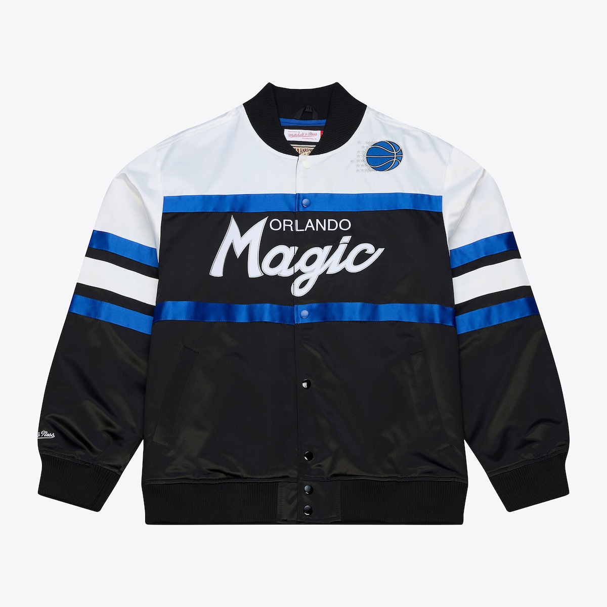 【公式グッズ】NBA マジック ジャケット Mitchell & Ness/ミッチェル&ネス メンズ ブラック (SP26 NBA TEAM COLOR HEAD COACH LIGHTWEIGHT SATIN JACKET)