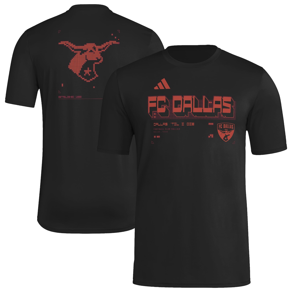 【公式グッズ】MLS FCダラス Tシャツ Adidas/アディダス メンズ ブラック (ADI S26 Men's Pregame Digital SS Tee)