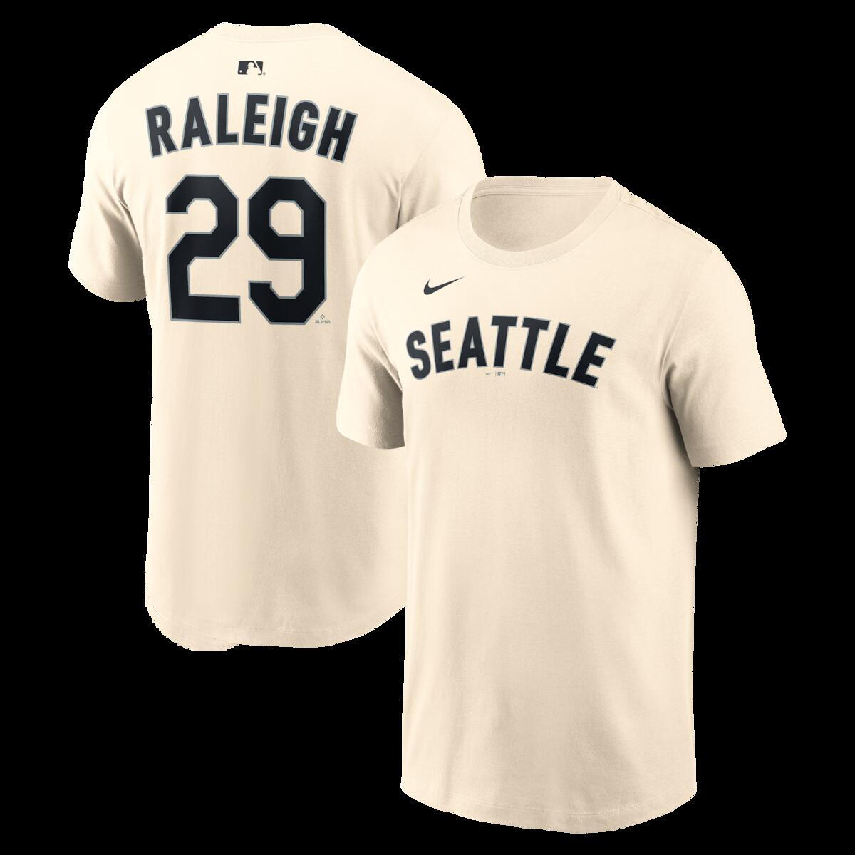 【公式グッズ】MLB マリナーズ カル・ラリー ネーム&ナンバー Tシャツ Nike/ナイキ メンズ ナチュラル (Nike 2026 Men's N&N League Seasonal Tee)|Fanatics公式ストア 店