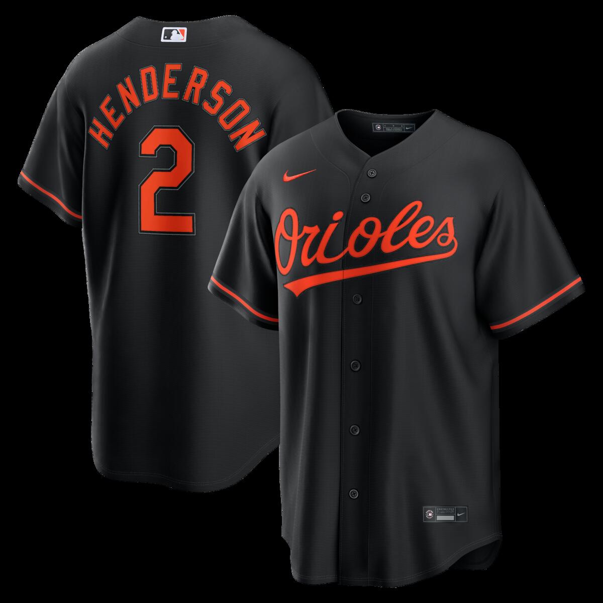 【公式グッズ】MLB オリオールズ グナー・ヘンダーソン オルタネイト ユニフォーム （レプリカ） Nike/ナイキ メンズ ブラック (Replica 2026 Men's LEAGUE SEASONAL Jersey - Player)