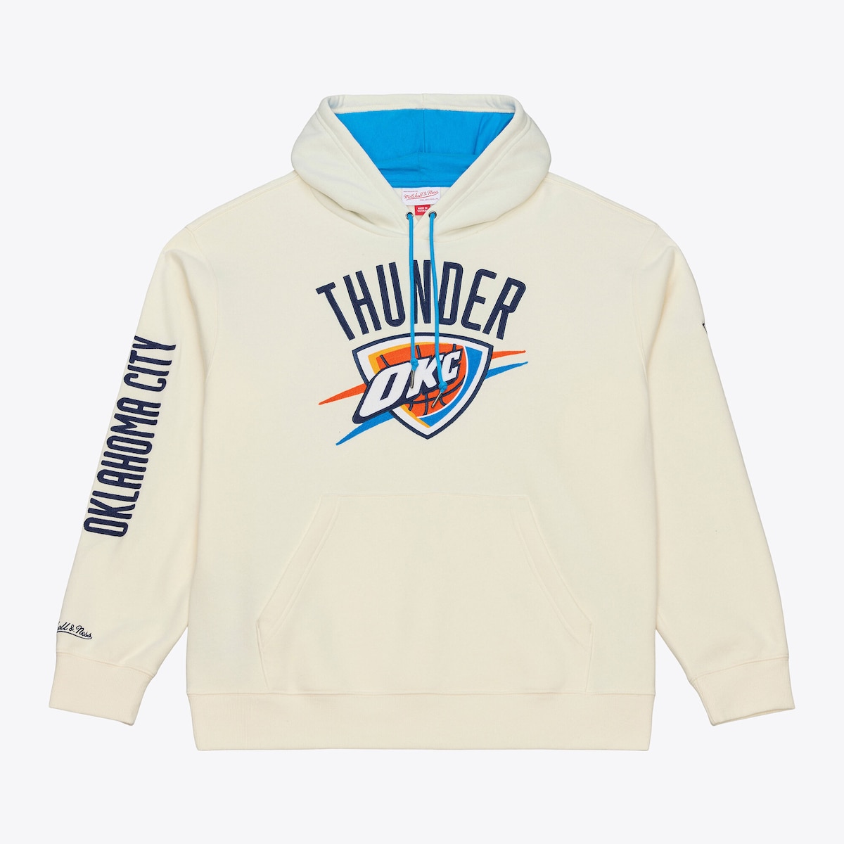 【公式グッズ】NBA サンダー フリース パーカー Mitchell & Ness/ミッチェル＆ネス メンズ クリーム (NBA Mens Hardwood Classics Chain Stitch Premium PO Hoodie)