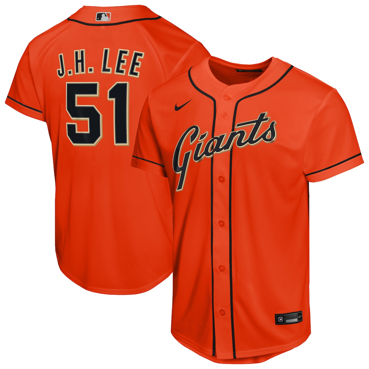 【公式グッズ】MLB ジャイアンツ チョン・フーリ オルタネイト ユニフォーム （レプリカ） Nike/ナイキ キッズサイズ オレンジ (Youth 8-20 Nike Baseline Replica 2026 Player Jersey)