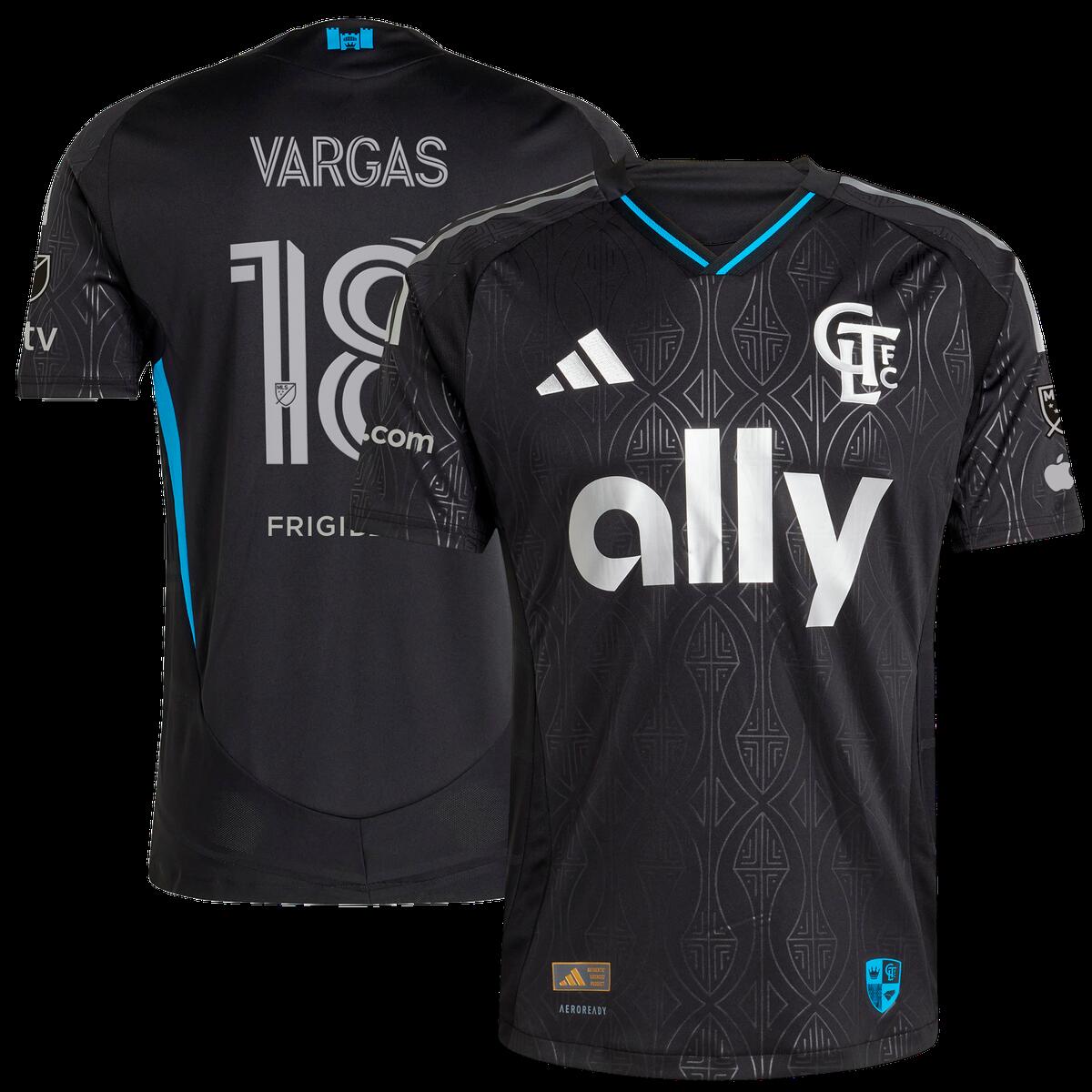 【公式グッズ】MLS シャーロットFC オベド・バルガス オーセンティック ユニフォーム Adidas/アディダス メンズ ブラック (2025 Men's MLS Authentic Player Jersey)