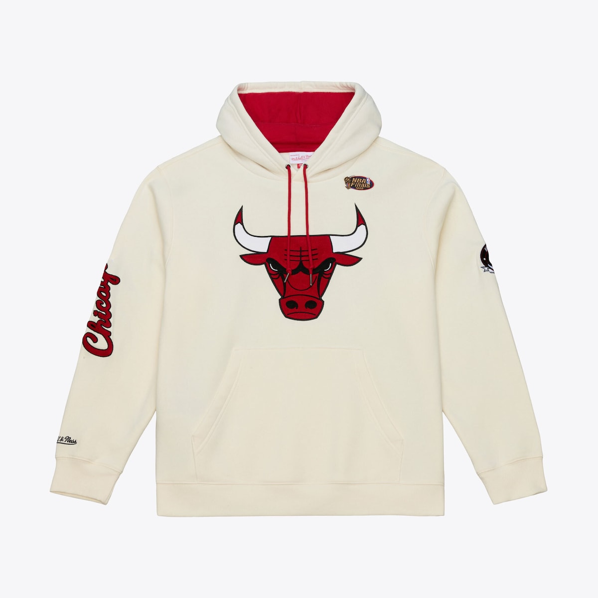 【公式グッズ】NBA ブルズ フリース パーカー Mitchell & Ness/ミッチェル＆ネス メンズ クリーム (NBA Mens Hardwood Classics Chain Stitch Premium PO Hoodie)｜Fanatics公式ストア 店