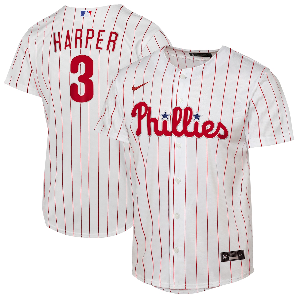 【公式グッズ】MLB フィリーズ ブライス・ハーパー ホーム ユニフォーム （レプリカ） Nike/ナイキ キッズサイズ ホワイト (Youth 8-20 Baseline Replica Home Player Jerseys - Smart PIDs)