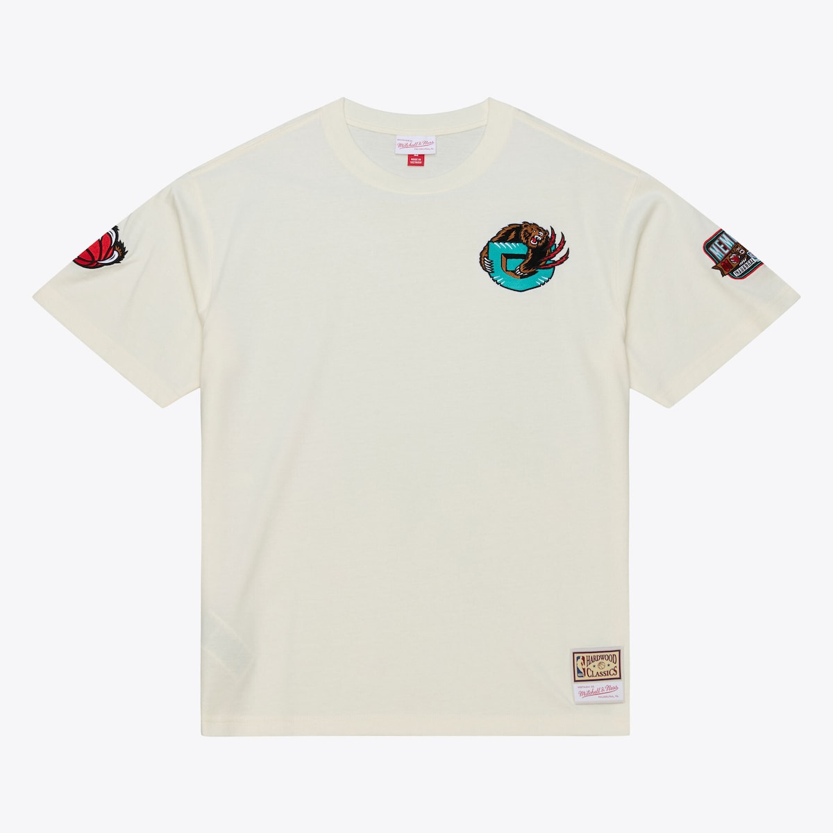 【公式グッズ】NBA グリズリーズ Tシャツ Mitchell & Ness/ミッチェル＆ネス メンズ クリーム (NBA Mens Hardwood Classics Chain Stitch Premium SS Tee)