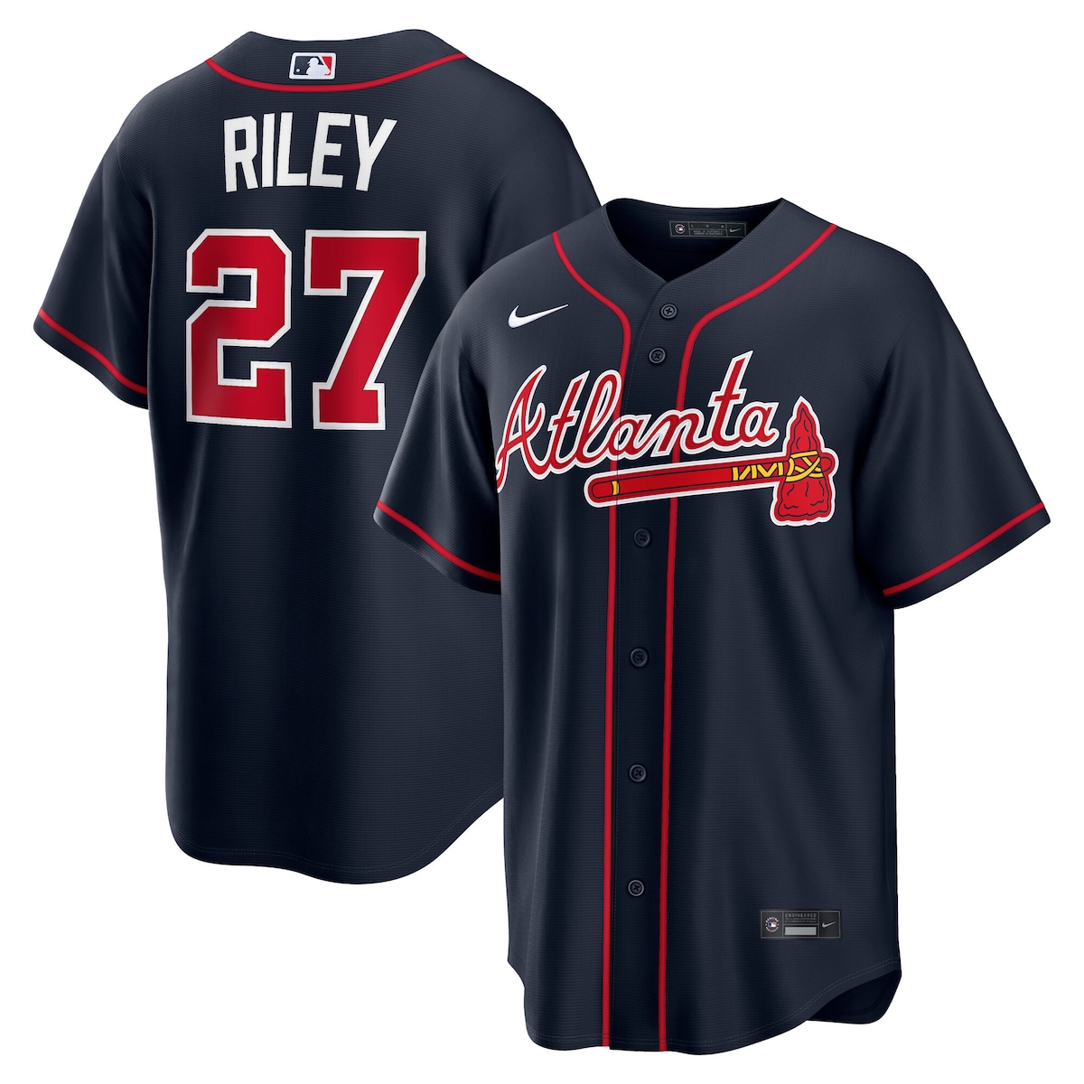 【公式グッズ】MLB ブレーブス オースティン・ライリー オルタネイト ユニフォーム （レプリカ） Nike/ナイキ メンズ ネイビー (Nike 2026 Men's Replica RP26 Core Jersey - Starter Player)｜Fanatics公式ストア 店