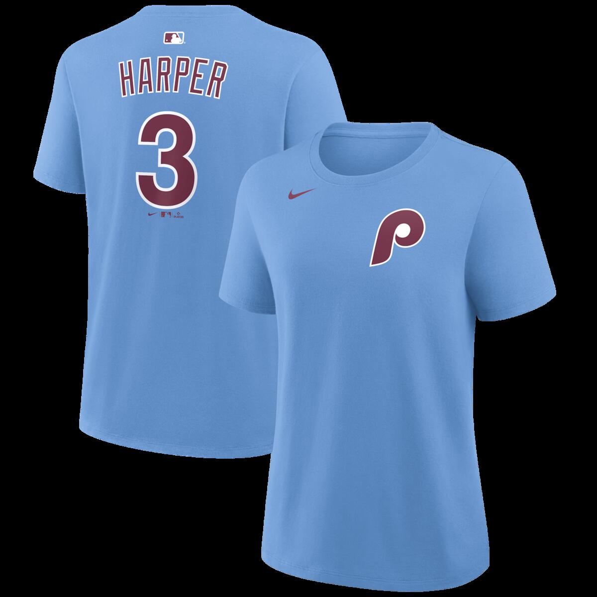 【公式グッズ】MLB フィリーズ ブライス・ハーパー ネーム&ナンバー Tシャツ Nike/ナイキ レディース ライトブルー (Nike 2026 Women's N&N LEAGUE SEASONAL Tee)｜Fanatics公式ストア 店