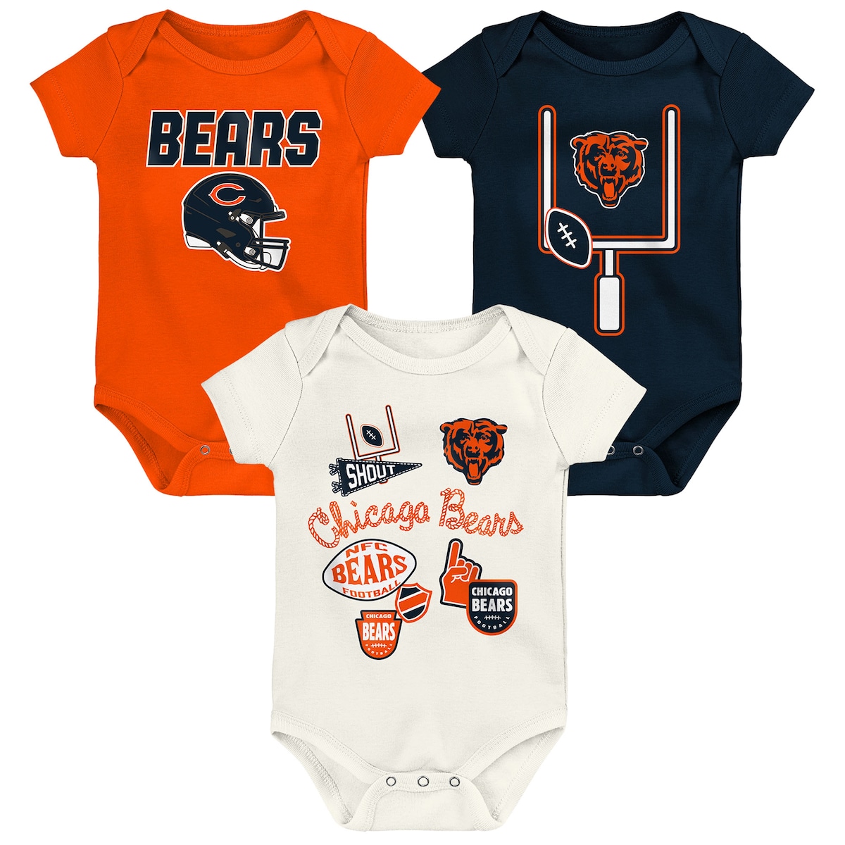 【公式グッズ】NFL ベアーズ ロンパース Outerstuff ベビー用 オレンジ (NFL Newborn Littlest Player 3pc Creeper)