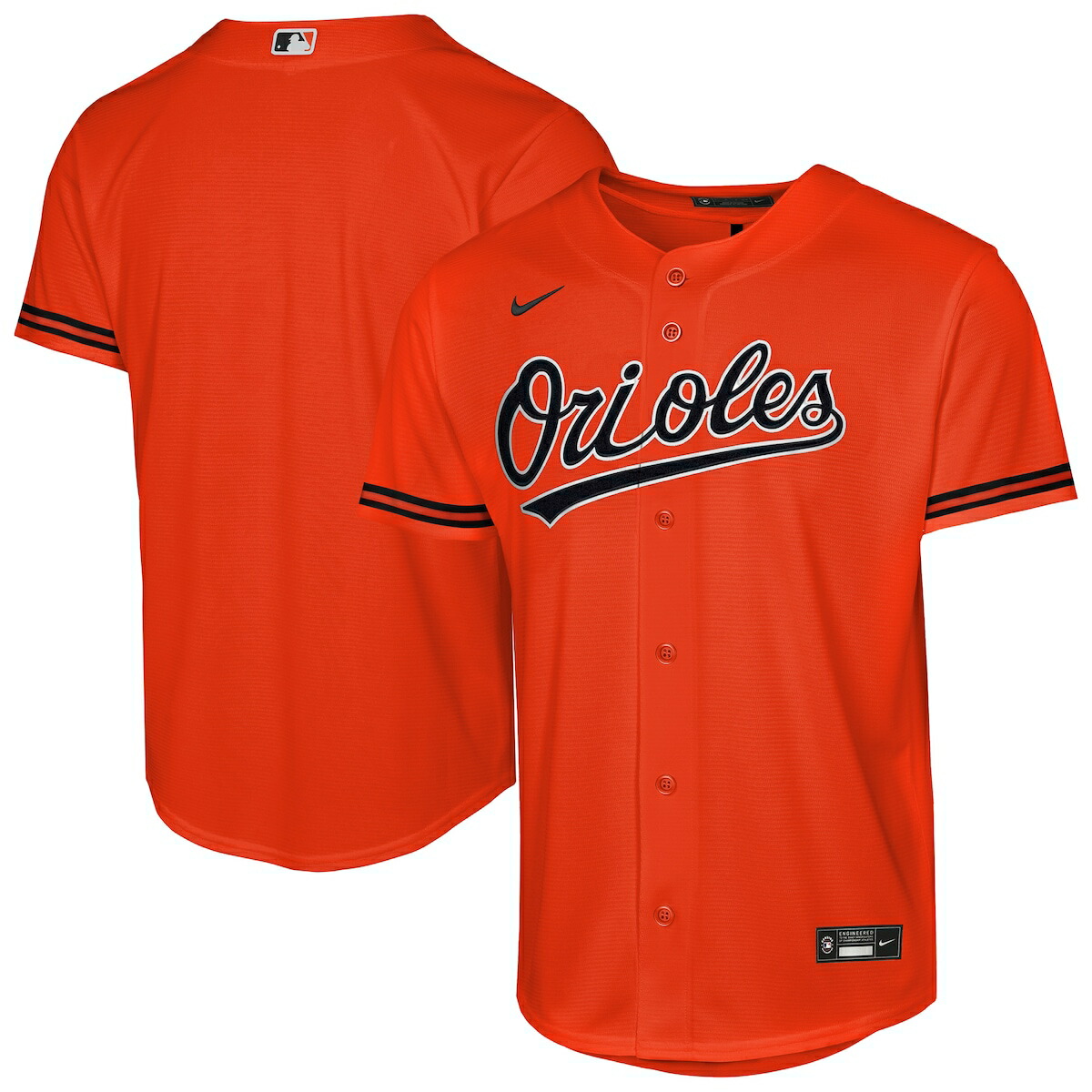 【公式グッズ】MLB オリオールズ オルタネイト ユニフォーム （レプリカ） Nike/ナイキ キッズサイズ オレンジ (Youth 8-20 Baseline Replica 2026 ALT & Road Jerseys - Team Front)｜Fanatics公式ストア 店