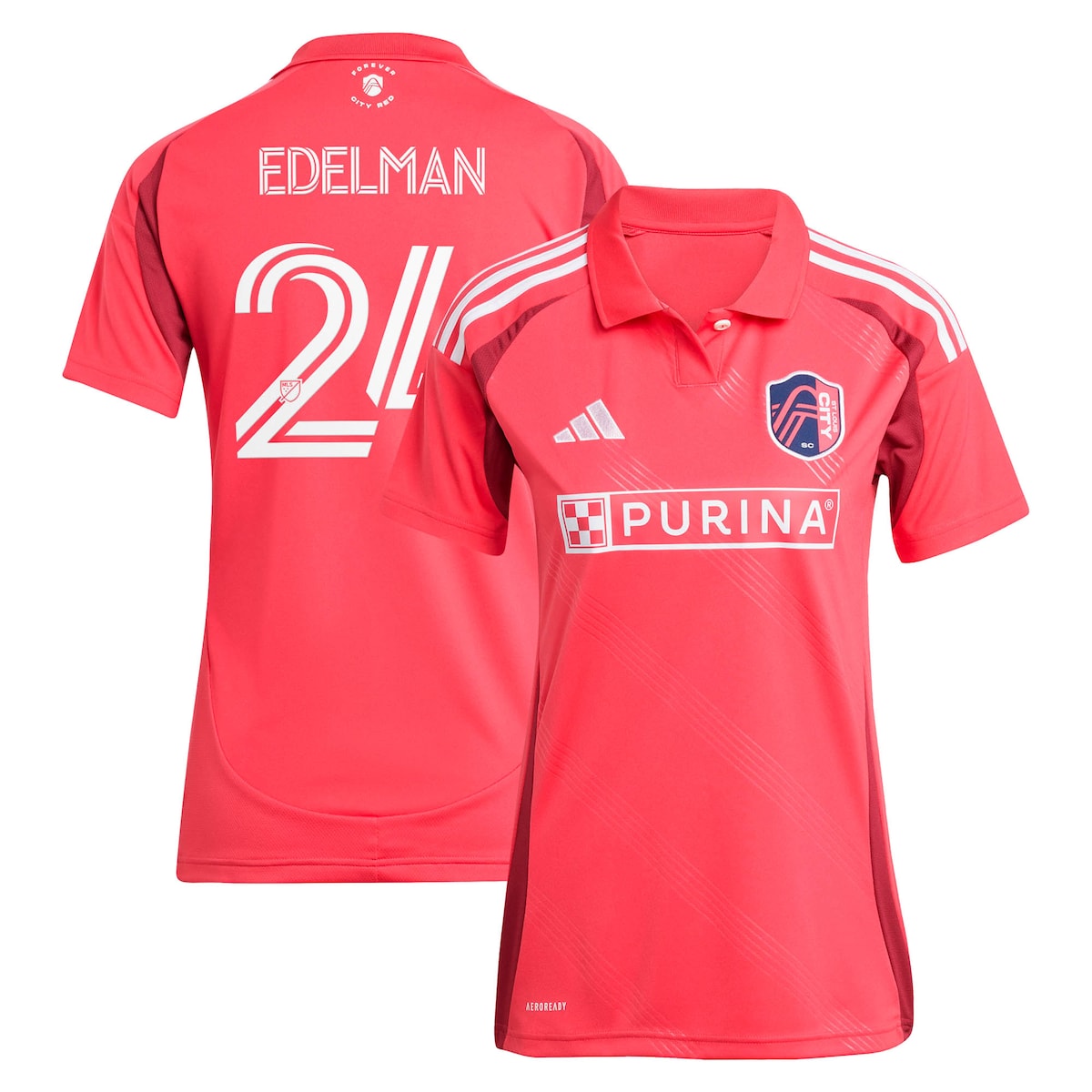 【公式グッズ】MLS セントルイス・シティSC エデルマン レプリカ ユニフォーム Adidas/アディダス レディース レッド (2025 Women's MLS Replica Player Jersey)