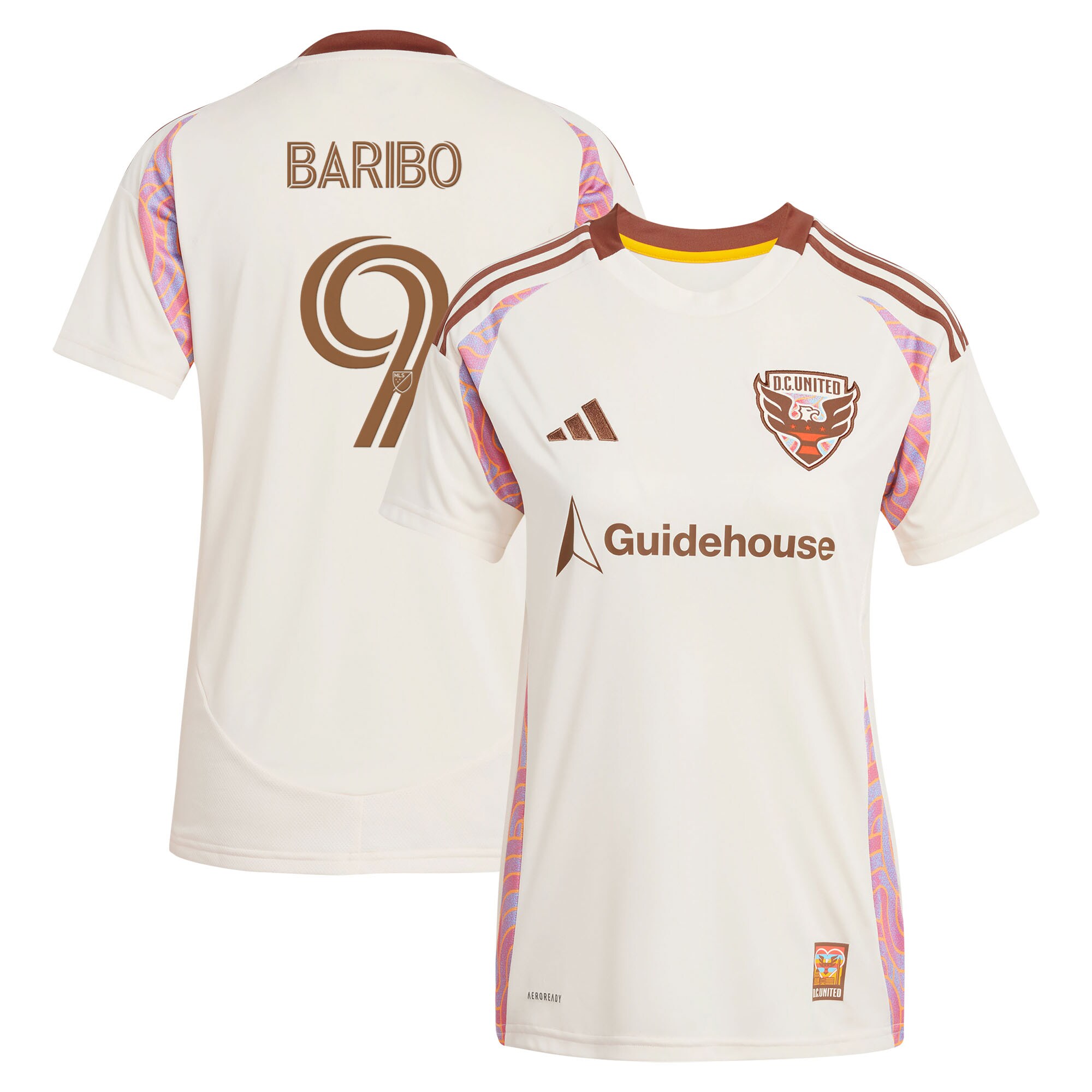 【公式グッズ】MLS D.C.ユナイテッド タイ・バリボ レプリカ ユニフォーム Adidas/アディダス レディース ナチュラル (2025 Women's MLS Replica Player Jersey)