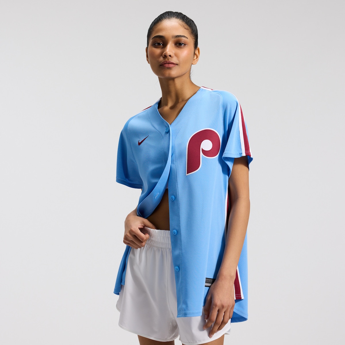 【公式グッズ】MLB フィリーズ オルタネイト リミテッド ユニフォーム Nike/ナイキ レディース ライトブルー (2025 Women's Limited Blank Jerseys)