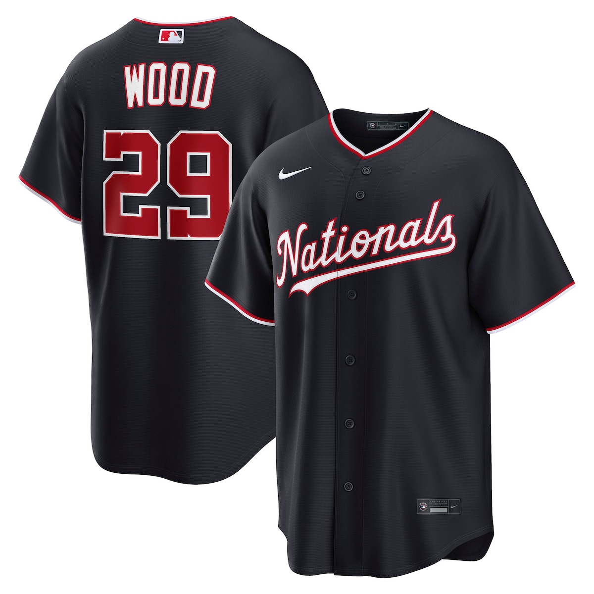 【公式グッズ】MLB ナショナルズ ジェームズ・ウッド オルタネイト ユニフォーム (レプリカ) Nike/ナイキ メンズ ネイビー (Replica 2026 Men's LEAGUE SEASONAL Jersey - Player)|Fanatics公式ストア 店