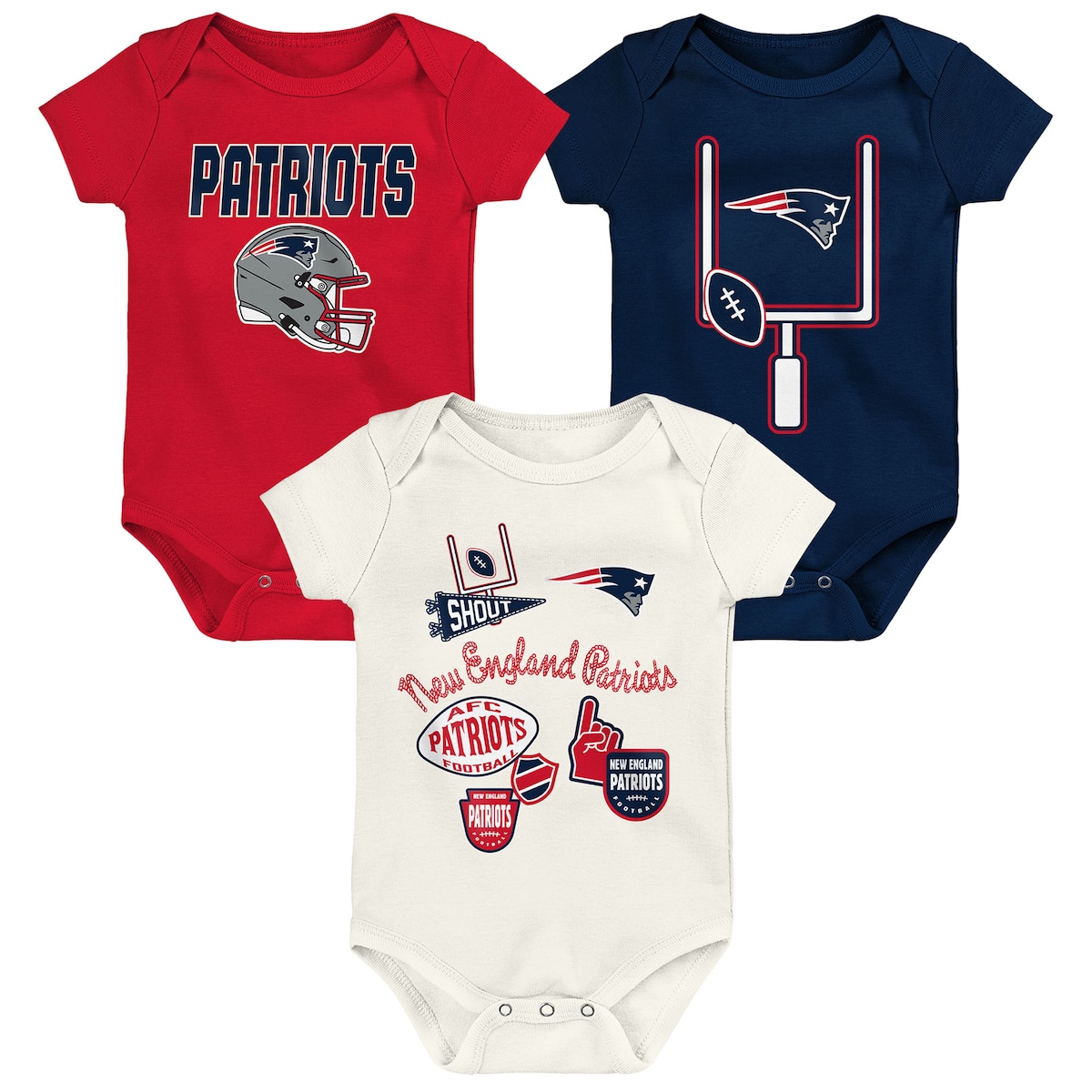 【公式グッズ】NFL ペイトリオッツ ロンパース Outerstuff ベビー用 レッド (NFL Newborn Littlest Player 3pc Creeper)